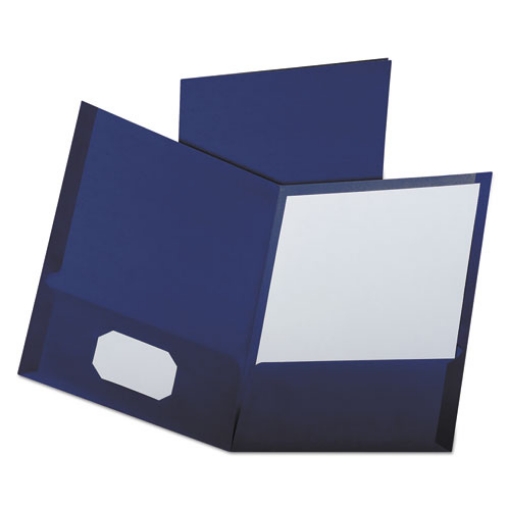 Picture of Linen Finish Twin Pocket Folders, 100-Sheet Capacity, 11 X 8.5, Navy, 25/box