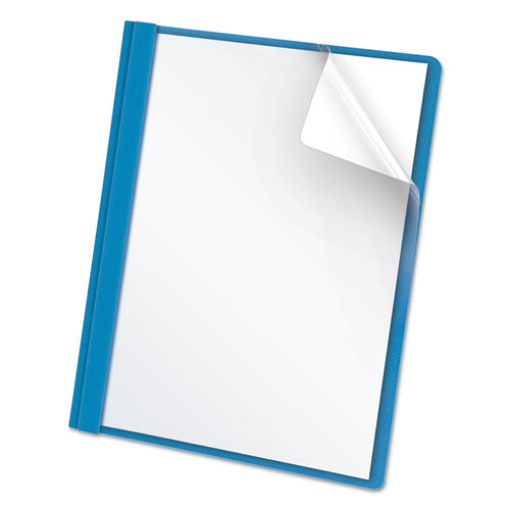 Picture of Clear Front Standard Grade Report Cover, Three-Prong Fastener, 0.5" Capacity, 8.5 X 11, Clear/light Blue, 25/box