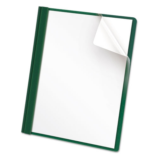 Picture of Clear Front Report Cover, Three-Prong Fastener, 0.5" Capacity, 8.5 X 11, Clear/ Hunter Green, 25/box