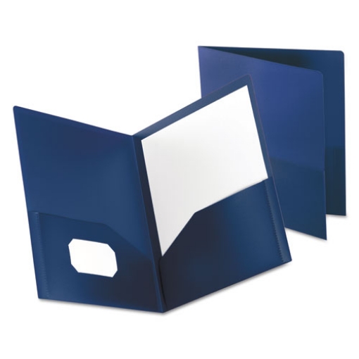 Picture of Poly Twin-Pocket Folder, 100-Sheet Capacity, 11 X 8.5, Opaque Dark Blue