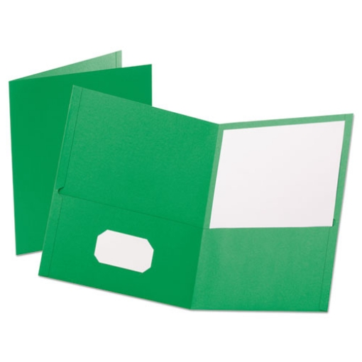 Picture of Leatherette Two Pocket Portfolio, 8.5 X 11, Green/green, 10/pack