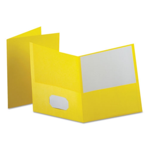 Picture of Leatherette Two Pocket Portfolio, 8.5 X 11, Yellow/yellow, 10/pack