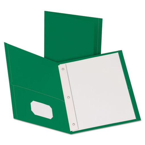 Picture of Twin-Pocket Folders With 3 Fasteners, 0.5" Capacity, 11 X 8.5, Green, 25/box