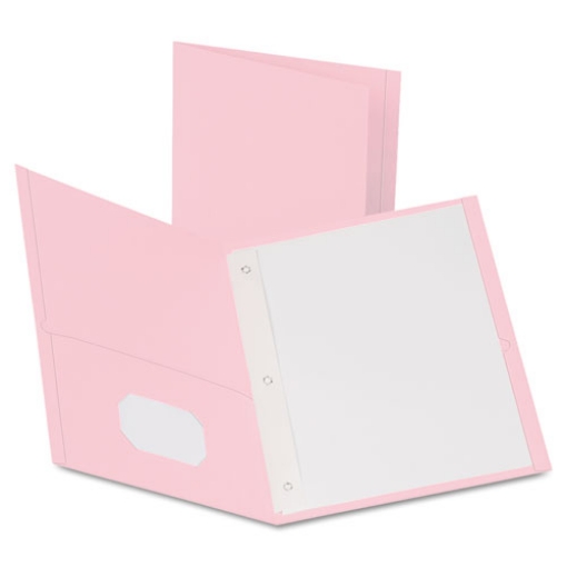 Picture of Twin-Pocket Folders With 3 Fasteners, 0.5" Capacity, 11 X 8.5, Pink,25/box