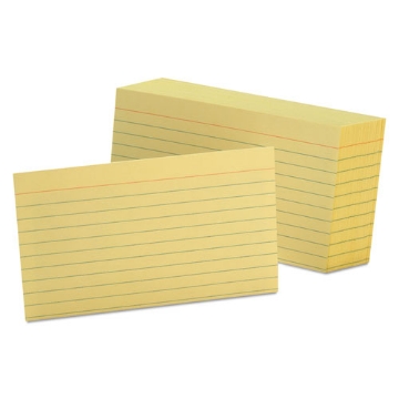 Picture of Ruled Index Cards, 3 X 5, Canary, 100/pack