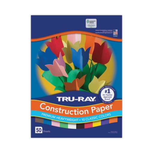 Picture of Tru-Ray Construction Paper, 76 lb Text Weight, 9 x 12, Assorted Standard Colors, 50/Pack