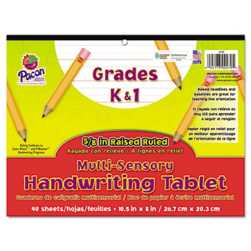 Picture of Multi-Sensory Handwriting Tablet, 5/8" Long Rule, 8 X 10.5, 40/pad