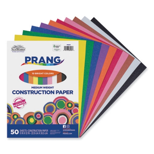 Picture of sunworks construction paper, 50 lb text weight, 9 x 12, assorted, 50/pack