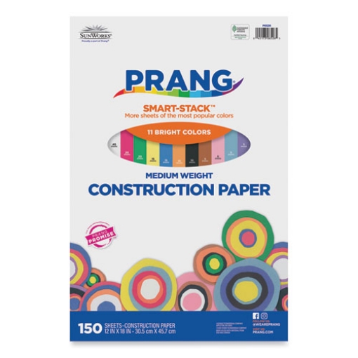 Picture of sunworks construction paper smart-stack, 50 lb text weight, 12 x 18, assorted, 150/pack