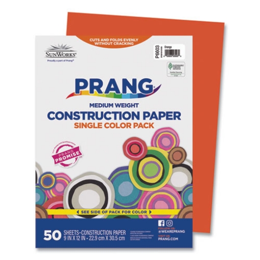 Picture of SunWorks Construction Paper, 50 lb Text Weight, 9 x 12, Orange, 50/Pack