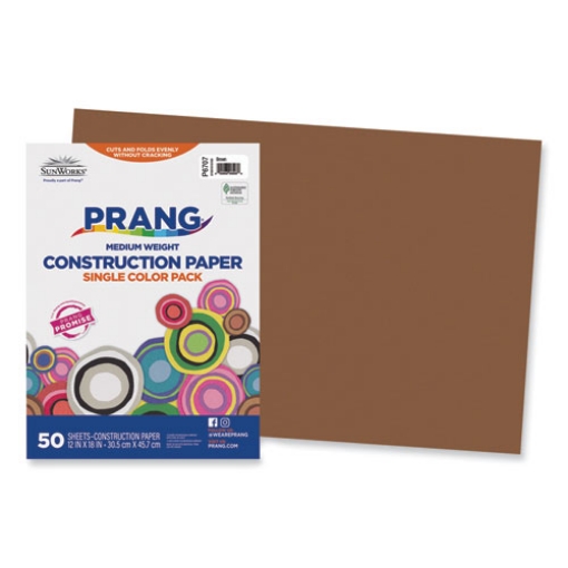 Picture of SunWorks Construction Paper, 50 lb Text Weight, 12 x 18, Brown, 50/Pack