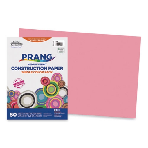 Picture of SunWorks Construction Paper, 50 lb Text Weight, 12 x 18, Pink, 50/Pack