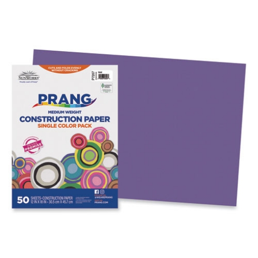 Picture of sunworks construction paper, 50 lb text weight, 12 x 18, violet, 50/pack