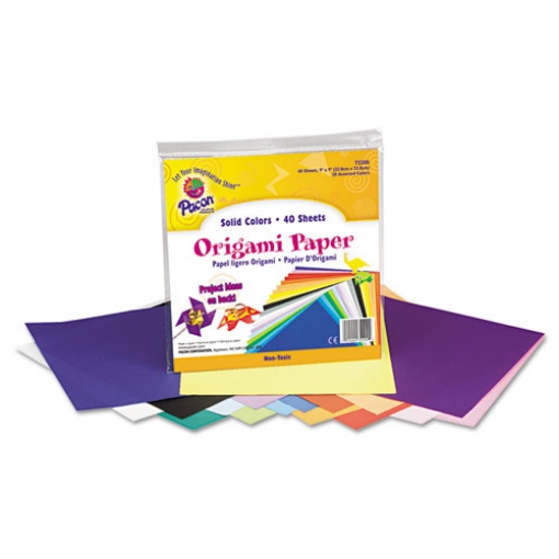 Picture of Origami Paper, 30 lb Bond Weight, 9 x 9, Assorted Bright Colors, 40/Pack