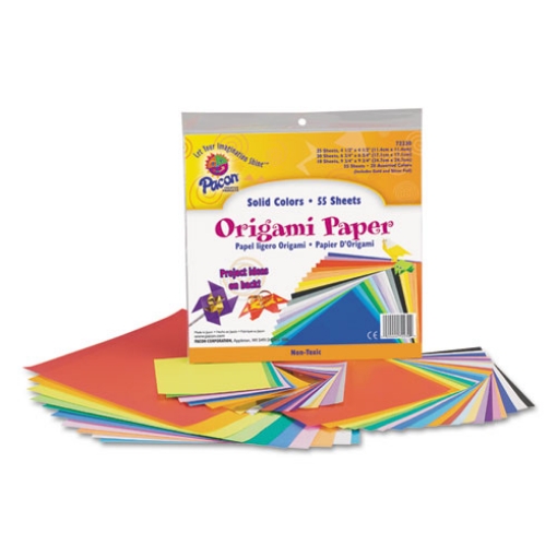 Picture of Origami Paper, 30 lb Bond Weight, 9.75 x 9.75, Assorted Bright Colors, 55/Pack