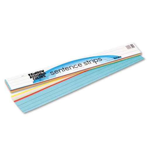 Picture of Sentence Strips, 24 X 3, Lightweight, Assorted Colors, 100/pack