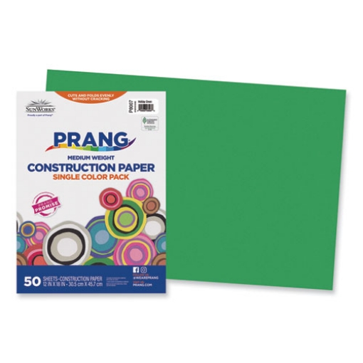 Picture of SunWorks Construction Paper, 50 lb Text Weight, 12 x 18, Holiday Green, 50/Pack