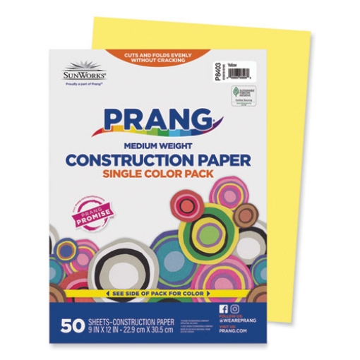 Picture of SunWorks Construction Paper, 50 lb Text Weight, 9 x 12, Yellow, 50/Pack