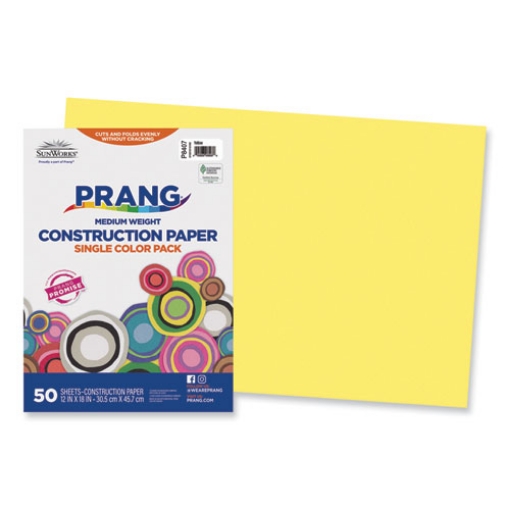 Picture of SunWorks Construction Paper, 50 lb Text Weight, 12 x 18, Yellow, 50/Pack