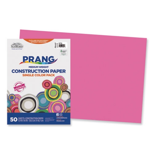 Picture of SunWorks Construction Paper, 50 lb Text Weight, 12 x 18, Hot Pink, 50/Pack