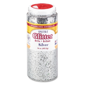 Picture of Spectra Glitter, 0.04 Hexagon Crystals, Silver, 16 Oz Shaker-Top Jar