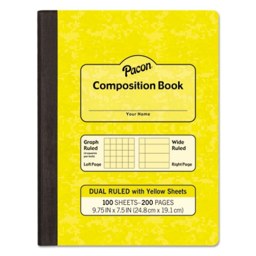 Picture of Composition Book, Wide/Legal Rule, Yellow Cover, (100) 9.75 x 7.5 Sheets