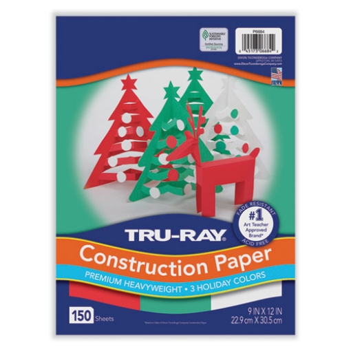 Picture of Tru-Ray Construction Paper, 70 lb Text Weight, 9 x 12, Assorted Holiday Colors, 150/Pack