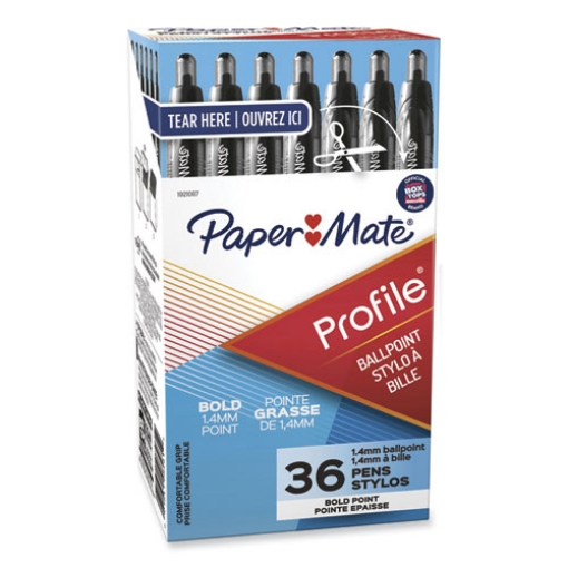 Picture of Profile Ballpoint Pen Value Pack, Retractable, Bold 1.4 mm, Black Ink, Translucent Black Barrel, 36/Box