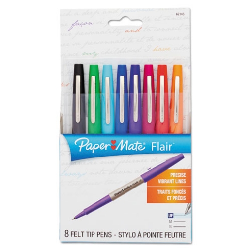 Picture of Flair Felt Tip Porous Point Pen, Stick, Extra-Fine 0.4 Mm, Assorted Ink And Barrel Colors, 8/pack