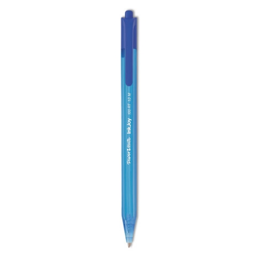 Picture of InkJoy 100 RT Ballpoint Pen, Retractable, Medium 1 mm, Blue Ink, Translucent Blue Barrel, Dozen