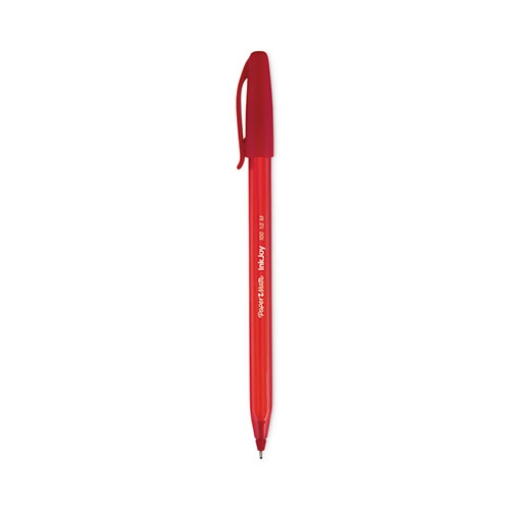 Picture of InkJoy 100 Ballpoint Pen, Stick, Medium 1 mm, Red Ink, Translucent Red Barrel, Dozen