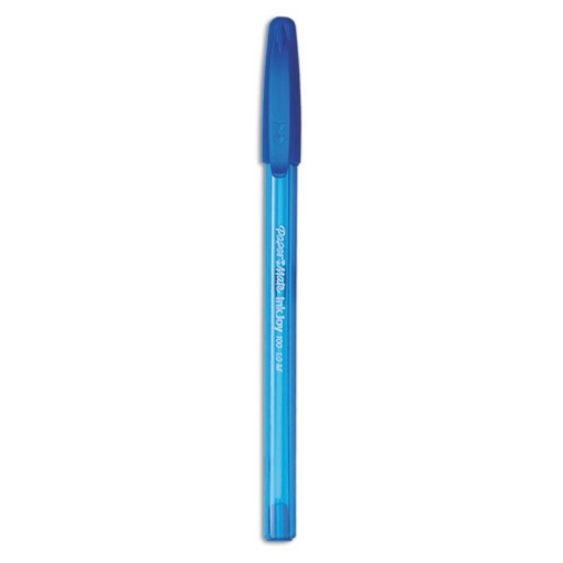 Picture of InkJoy 100 Ballpoint Pen, Stick, Medium 1 mm, Blue Ink, Translucent Blue Barrel, Dozen