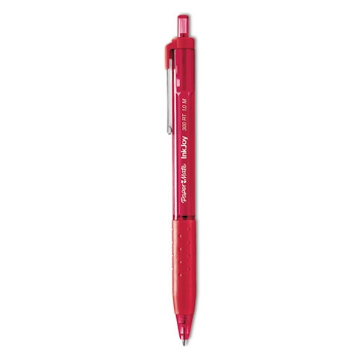 Picture of Inkjoy 300 Rt Ballpoint Pen, Refillable, Retractable, Medium 1 Mm, Red Ink, Red Barrel, Dozen