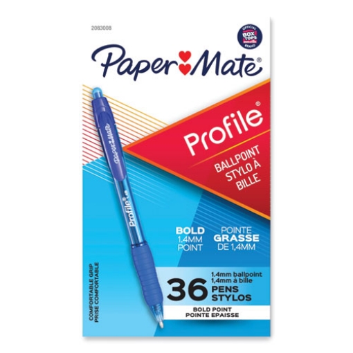 Picture of Profile Ballpoint Pen, Retractable, Bold 1.4 mm, Blue Ink, Translucent Blue Barrel, 36/Pack