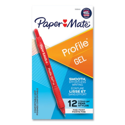 Picture of Profile Gel Pen, Retractable, Fine 0.5 Mm, Red Ink, Translucent Red Barrel, Dozen