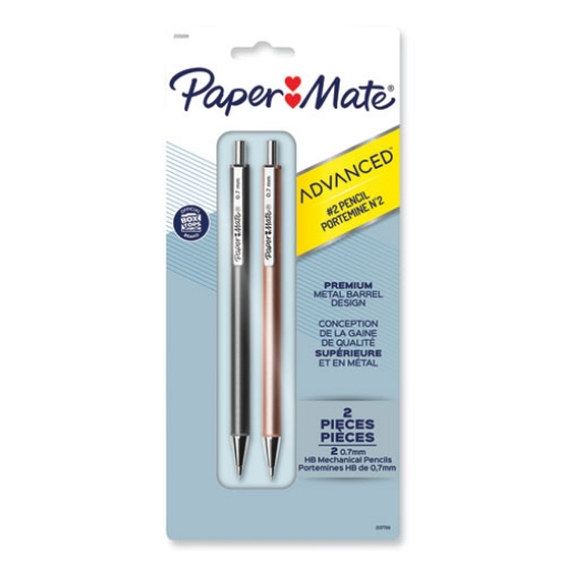 Picture of Advanced Mechanical Pencils, 0.7 Mm, Hb (#2), Black Lead, Gun Metal Gray; Rose Gold Barrel, 2/pack