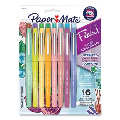 Picture of Flair Scented Felt Tip Porous Point Pen, Nature Escape Scents, Medium 0.7 mm, Assorted Ink and Barrel Colors, 16/Pack