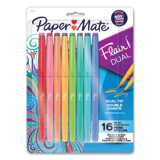 Picture of Flair Duo Felt Tip Porous Point Pen, Stick, Medium 0.7 mm, Assorted Ink and Barrel Colors, 16/Pack