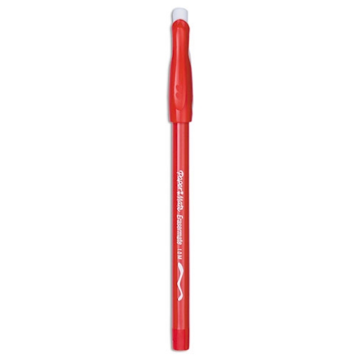 Picture of Eraser Mate Ballpoint Pen, Stick, Medium 1 Mm, Red Ink, Red Barrel, Dozen