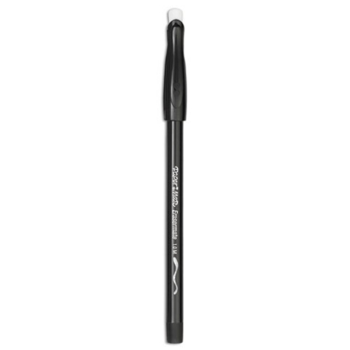 Picture of Eraser Mate Ballpoint Pen, Stick, Medium 1 Mm, Black Ink, Black Barrel, Dozen