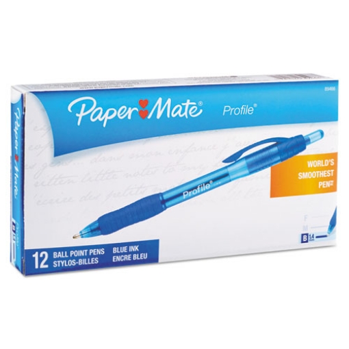 Picture of Profile Ballpoint Pen, Retractable, Bold 1.4 mm, Blue Ink, Translucent Blue Barrel, Dozen