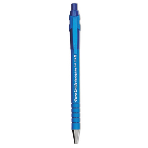 Picture of FlexGrip Ultra Recycled Ballpoint Pen, Retractable, Fine 0.8 mm, Blue Ink, Black/Blue Barrel, Dozen