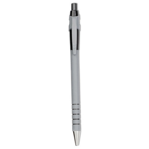 Picture of FlexGrip Ultra Recycled Ballpoint Pen, Retractable, Fine 0.8 mm, Black Ink, Gray/Black Barrel, Dozen