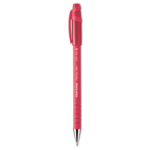 Picture of FlexGrip Ultra Recycled Ballpoint Pen, Stick, Medium 1 mm, Red Ink, Red Barrel, Dozen