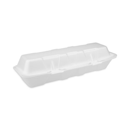 Picture of Foam Hinged Lid Containers, Dual Tab Lock Hoagie, 13 X 4 X 4, White, 250/carton