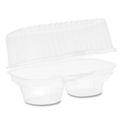 Picture of ClearView Bakery Cupcake Container, 2-Compartment, 6.75 x 4 x 4, Clear, Plastic, 100/Carton