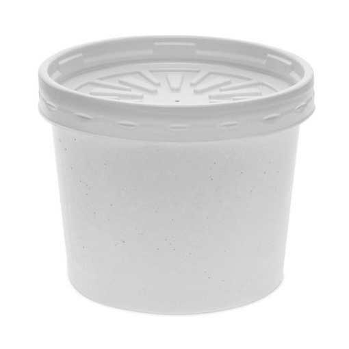 Picture of Paper Round Food Container And Lid Combo, 12 Oz, 3.75" Diameter X 3h", White, 250/carton