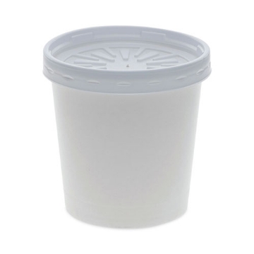 Picture of Paper Round Food Container And Lid Combo, 16 Oz, 3.75" Diameter X 3.88h", White, 250/carton