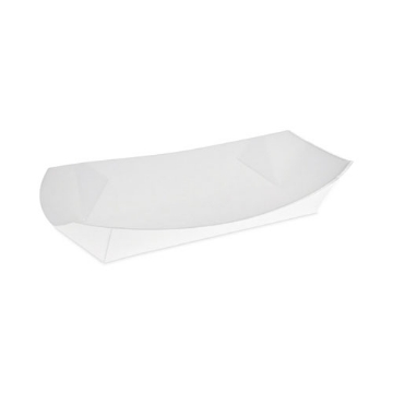 Picture of Paperboard Boat Basket, Hot Dog Tray with Perforations, 7.04 x 1.75 x 1.43, White, Paper, 1,000/Carton