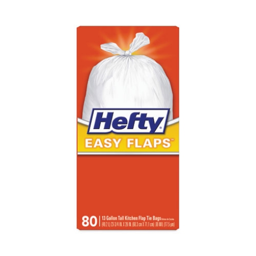 Picture of Easy Flaps Trash Bags, 13 Gal, 0.8 Mil, 23.75" X 28", White, 80/box